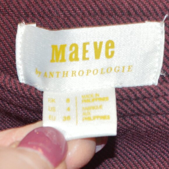 Maeve Anthro 4 Maroon Pants Ankle Slits - Picture 5 of 7